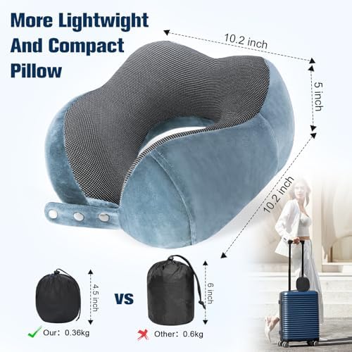 Cirorld Neck Pillow for Traveling, Travel Pillows for Airplanes Light Blue