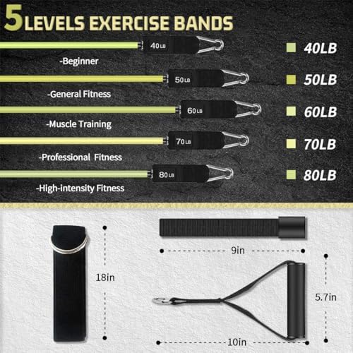 VEICK Resistance Bands with Handles, Exercise Tube Bands Set for Workouts
