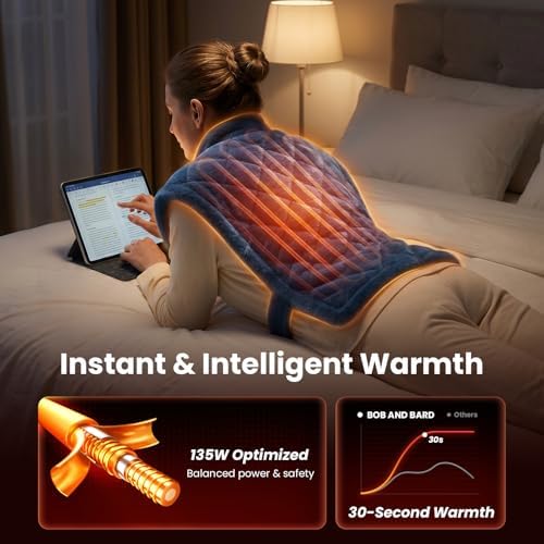 BOB AND BRAD Heating Pad for Neck, Shoulders and Back, FSA Eligible HSA Eligible Electric Heat Pad, Edge-Weighted Design, Fast Heating, ETL Certified, Gift for Women Men 24"x33"