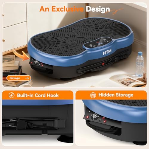 HTM Vibration Plate Exercise Machine, 9 Modes & 120 Speeds, Body Shake Plate with Resistance Bands Slot & Remote Control, Shake Board for Weight Loss Fat Burner Home Fitness Workout