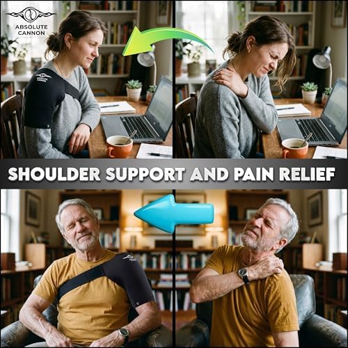 Hot & Cold Shoulder Brace for Men & Women - Rotator Cuff Shoulder Brace - Compression Sleeve for Pain Relief - Adjustable Shoulder Support Sling - Reusable Ice & Heat Therapy Wrap - Fits Left & Right
