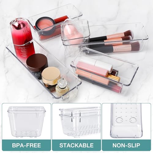 25 PCS Drawer Organizer Set, 5 Size Bathroom and kitchen organizer Trays