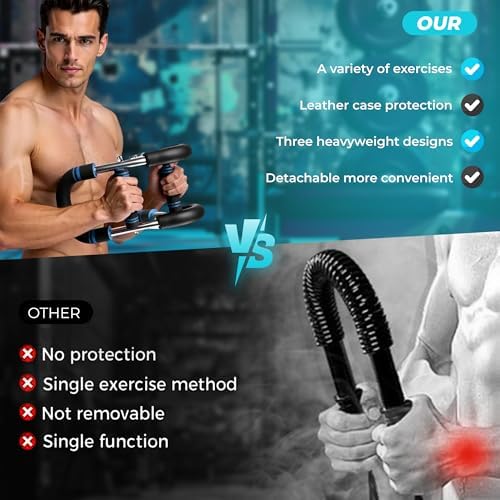 4-in-1 Arm & Chest Trainer, Adjustable Spring Resistance Bar with Push-Up Handles, Hand Grippers & S-Stand, Compact Home Gym Equipment for Men & Women, Bicep Tricep Shoulder Forearm Workout