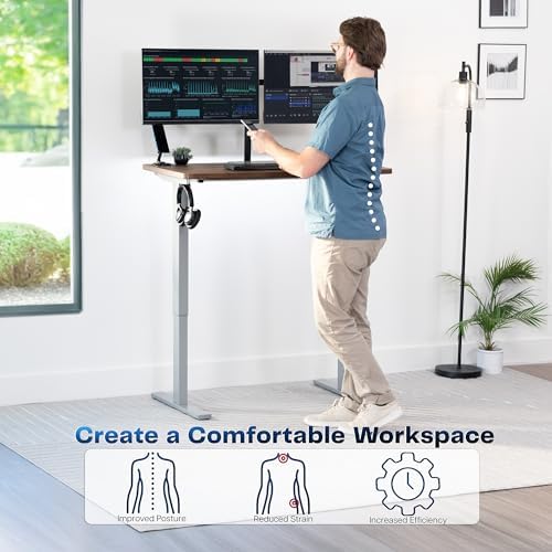 VIVO Rustic Vintage Brown 43 x 24 in Standing Desk, DESK-KIT-1G4N
