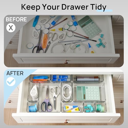 Vtopmart 25 Pack Plastic Drawer Organizers with Non-slip Rubber Pads