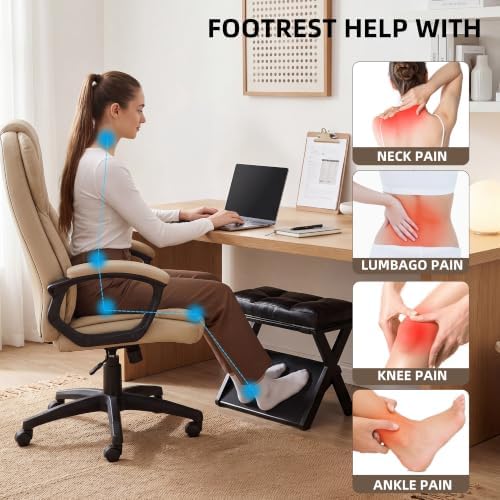 Foot Rest Under Desk at Work, Solid Wood Double Step Footrest