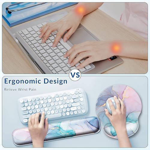 Desk Mat Set Keyboard and Mouse Pad with Wrist Rest Support