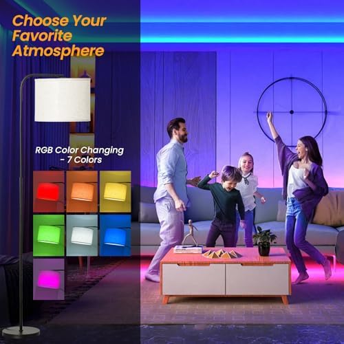 Arc Floor Lamp with Remote and Dimmable Black lamps for Living Room