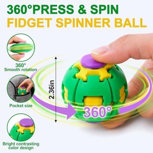 Press to Spin Fidget Spinner HelixCore Spin Stress Ball Sensory Fidget Toys