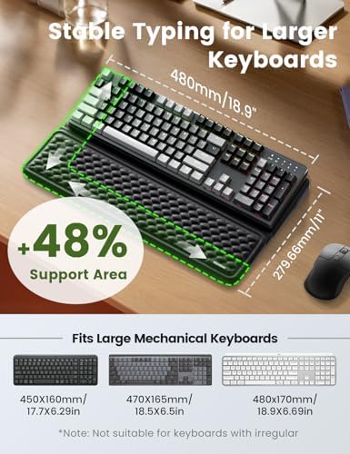 Vaydeer Extra-Large Wrist Rest with Keyboard Stand, Ergonomic Wrist Support Pad, Soft Memory Foam Wrist Cushion for Mechanical 100% Full-Size Keyboard, Carpal Tunnel Pain Relief, Black