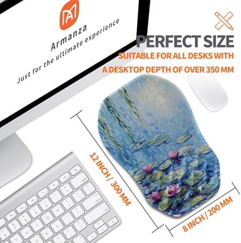 Ergonomic Slope Mouse Pad Wrist Support, Wrist Rest Mousepad for Carpal Tunnel Pain Relief with Massage Bulge and Slow Rebound Memory Foam (12x8 inch, Lotus Pond)