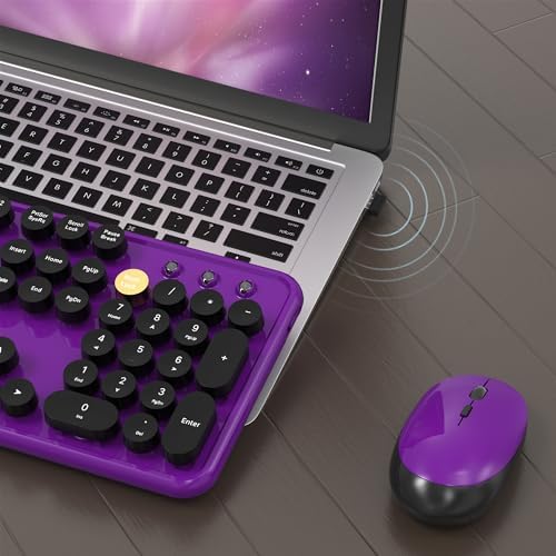 Colorful MPTOG Wireless Computer Keyboard and Mouse Combo (Black-Purple)