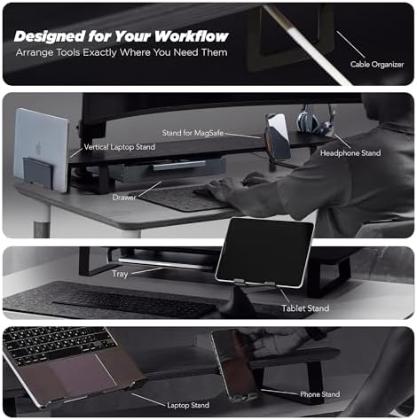 ULTRARM Moodular Wooden Monitor Stand Desk Organizer, Standard 33.4" Walnut