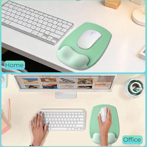 Mouse Pad with Wrist Rest Support, Ergonomic Mousepad with Comfortable Gel Cushion, Gaming Mouse Pad with Smooth Lycra Surface & Non-Slip PU Base, for Home Office Computer Laptop, Green