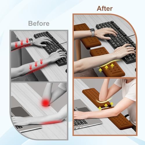Leolee L-Shaped Desk Elbow Pads for Desk, Brown Arm Rest for Desk
