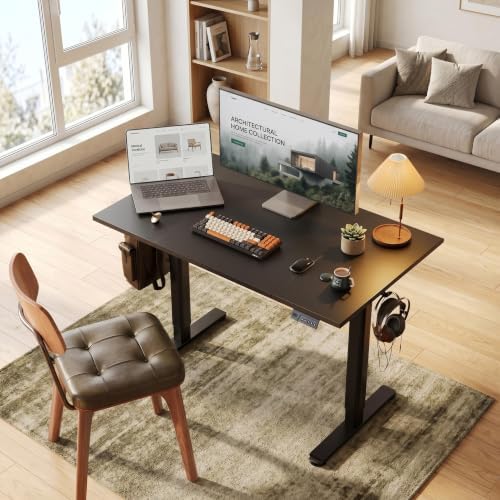 Claiks 48 Inch Electric Standing Desk Adjustable Desk, Dark Black
