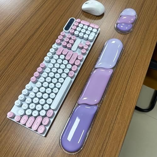 Gel Keyboard Wrist Rest Pad Set, Ergonomic Keyboard Mouse Wrist Support for Typing Pain Relief, Upgrade Wrist Rest Support Pad, Purple Color Block