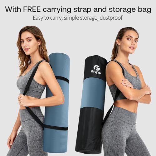 Gruper Yoga Mat Non Slip, 10/15mm Thick NBR Extra Thick Yoga Mat