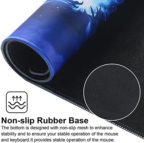 Large Gaming Mouse Pad with Stitched Edges,[27.5x11.8In] Extended Mouse Pad with Non-Slip Natural Rubber Base for Gamer/Desktop/Office/Home (70x30 Bluedragon)