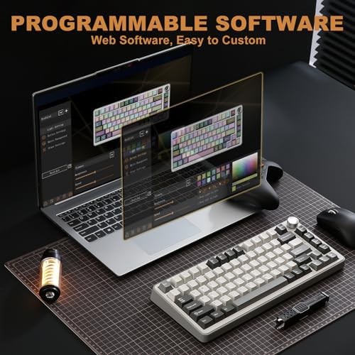 YUNZII B75 PRO 75% Wireless Mechanical Keyboard (Grey, Cocoa Cream V2)