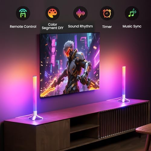 TJOY 360° RGB Light Bars, Gaming Lights for Desk, Music Sync Remote Control