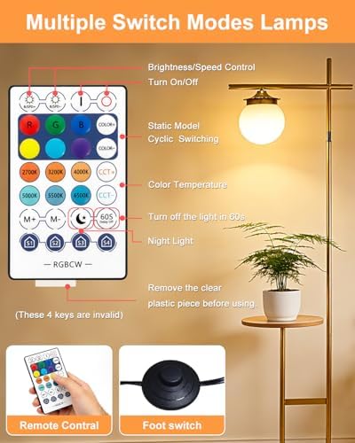 Floor Lamp for Living Room, RGBCW Modern Standing Tall Lamp Remote