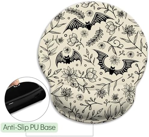 LIMKRIAN Goth Bat Ergonomic Mouse Pad with Gel Wrist Rest, 9.8 x 8.6 in