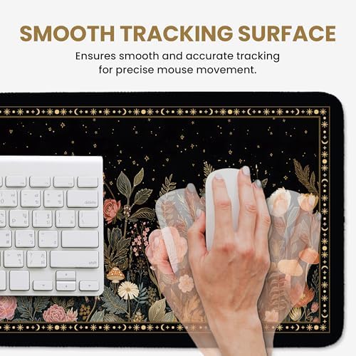 Aesthetic Desk Mat, Cute Wildwood Fox Desk Pad Protector for Work & Decor, 31.5" x 11.8", Pretty Non-Slip Extended Mouse Pad for Office or Home