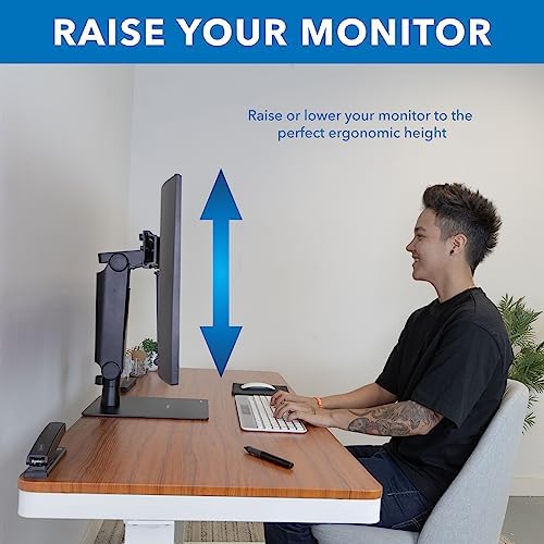 Mount-It! Freestanding Dual Monitor Stand 17" to 32", Height Adjustable, Tension Adjustable Spring Monitor Stand for 2 Screens, Max VESA 100x100, Swivel, Rotation, Instant Height Adjustment, Black