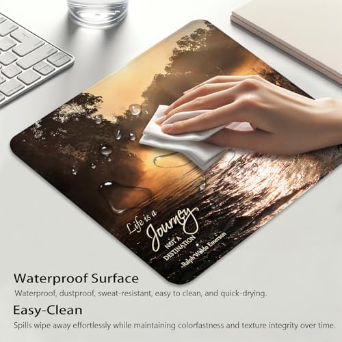 Misty River at Sunrise Mouse Pad, Inspirational Quote About Life Desk Mat