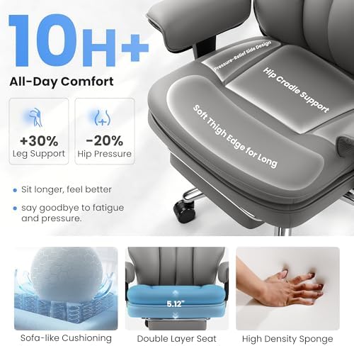 Ergonomic Office Chair with Lumbar Support, Big and Tall Comfy Desk Chair