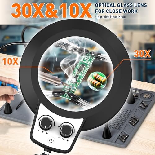 Helping Hands Soldering Station, 10X 30X Magnifying Glass with Light