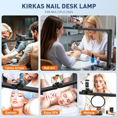 KIRKAS Half Moon Light for Nail Desk, 34in Foldable Nail Lamp for Desk