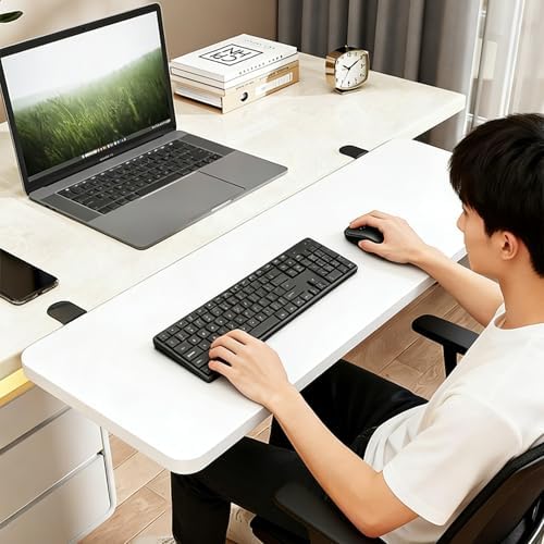 AWSAD Desk Extender Tray, Clamp-On Kitchen Table Extender Extension Baffle, Ergonomic Desk Extender, Countertop Gap Rack Suitable for Home Office Desktop Extension(50x20cm)