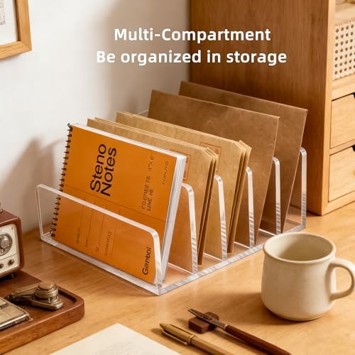Clear Acrylic 5-Compartment Mail & Letter Desk Organizer