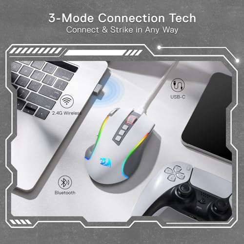 Redragon M612 Wireless RGB Optical Gaming Mouse 8000 DPI Remapping Keys