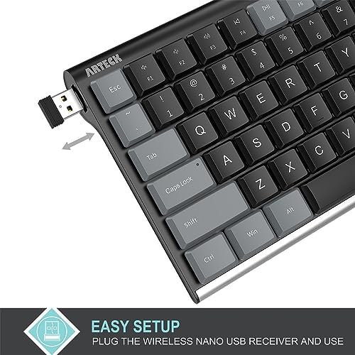 Arteck Mechanical 2.4G USB Wireless Keyboard, Tacktile Brown Switches Gray