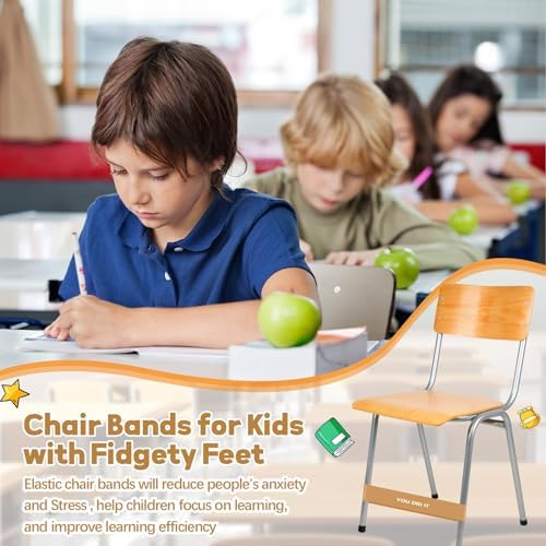 Libima 12 Pcs Classroom Chair Bands for Kids with Fidgety Feet Inspirational Stretchy Resistance Fidget Chair Bands with Sensory Needs Flexible Seating for School Students (Earth Tones,1mm)