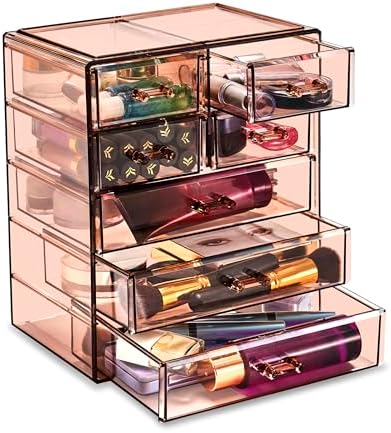 Sorbus 7-Drawer Makeup Organizer with Small & Wide Drawers (Bronze Glow)