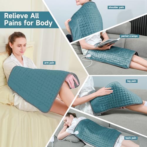Electric Heating Pad for Back Period Pain & Relax, Christmas Mother Father Day Gifts for Women Mom Older, Portable Heating Pad for Shoulder Neck with 4 Timer & 6 Fast Heat Up