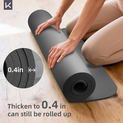KEEP Extra Thick NBR Yoga Mat for Women & Men, 10mm Thick, 72”x32” Large Exercise Mat with Non-Slip Workout Mat for Yoga, Pilates, Stretching, Meditation – Wide & Cushioned Fitness Mat