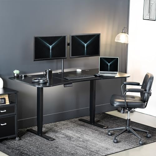 VIVO Black Carbon Fiber 63 x 32 in Standing Desk, DESK-KIT-2B1R