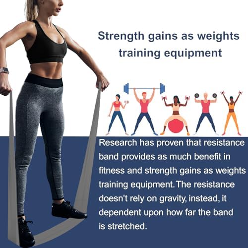 A AZURELIFE Resistance Bands,Professional Long Non-Latex Elastic Stretch Bands,Exercise Bands for Physical Therapy, Yoga, Pilates, Rehab, at-Home or The Gym Workouts, Strength Training