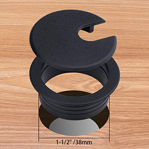 Desk Grommet, 1.5 Inch Plastic Cable Hole Cover, Wire Cord Organizer, Black