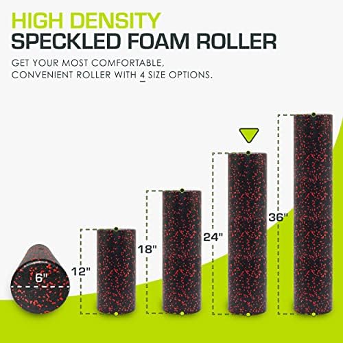 ProsourceFit High Density Foam Rollers 24 - inches long, Firm Full Body Athletic Massage Tool for Back Stretching, Yoga, Pilates, Post Workout Muscle Recuperation, Black/Red
