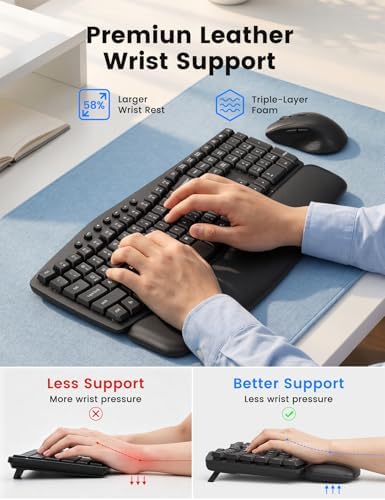 SABLUTE Wireless Keyboard and Mouse Combo, Ergonomic Wave, 30dB Quiet, MA41