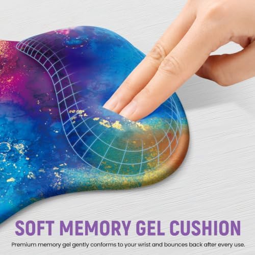 Ergonomic Mouse Pad with Wrist Rest, Gel Wrist Support, Gold Splash