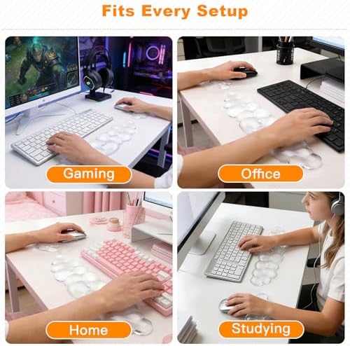 Cloud Keyboard and Mouse Wrist Rest Set, Clear Gel Keyboard Mouse Wrist Rest Support Pad for Typing Pain Relief, Cute Aesthetic Desk Decor Accessory for Home Office Dorm (Clear)