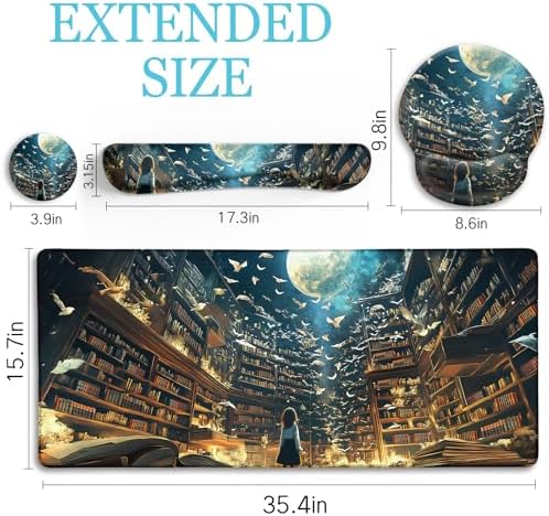 LIMKRIAN Anime Book Mouse Pad Set Large Desk Matt for Desktop Decor