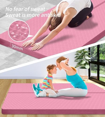 nuveti Large Exercise Mat - 15mm/20mm/30mm Thick Yoga Mat | Workout Mat for Fitness, Yoga, Pilates, Stretching & Floor Exercises for Women & Men with Free Carrying Bag